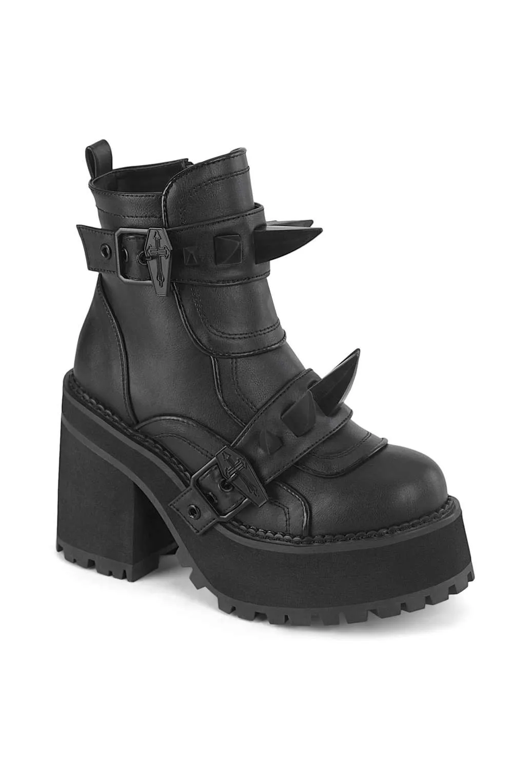 Demonia Cult - ASSAULT-72 platform ankle boot faux leather  | Dark Ages